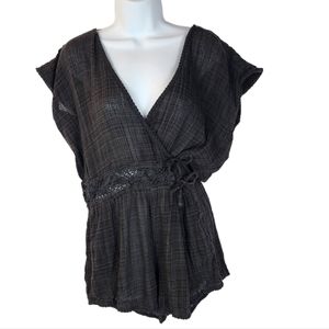 O'Neill Saltwater Black Gauze Beach Cover Up Romper XL